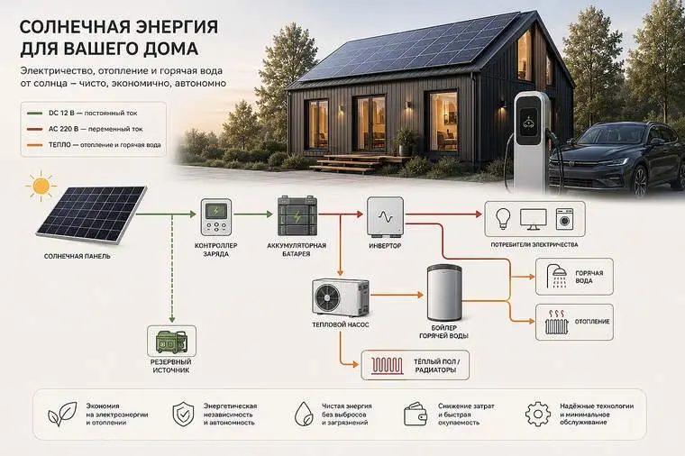 Схема энергетических решений для модульного дома